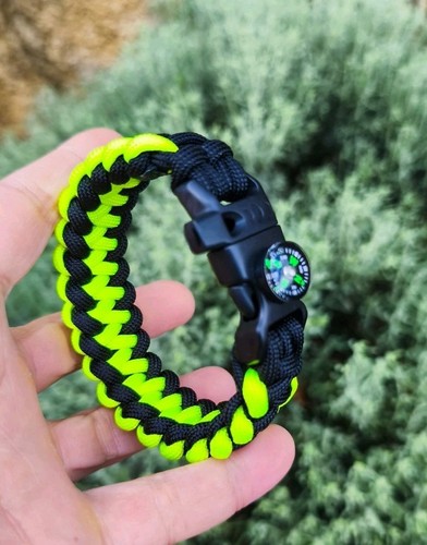 Bracciale paracord nero - paracord, giallo